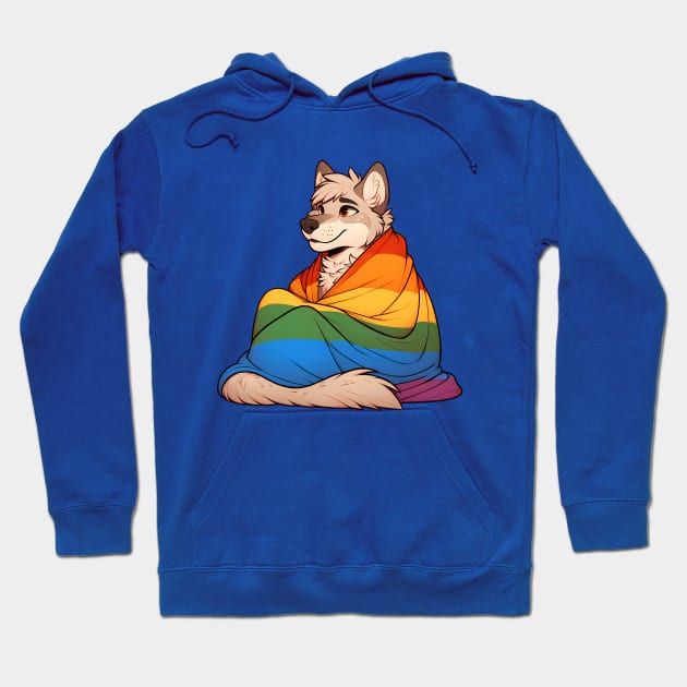 Comfy Womfy Furry Pride Coyote LGBTQ Rainbow Hoodie by Blue Bull Bazaar